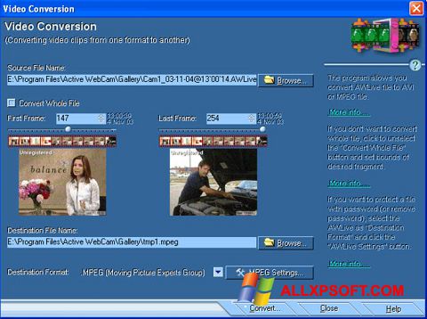 Skärmdump Active WebCam för Windows XP