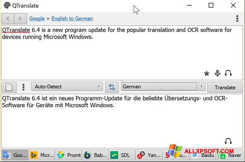 Skärmdump QTranslate för Windows XP