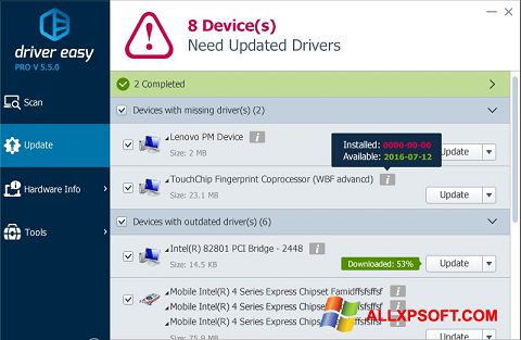 Skärmdump Driver Easy för Windows XP