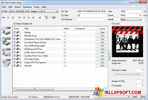Skärmdump Exact Audio Copy för Windows XP