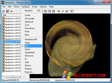 Skärmdump Apophysis för Windows XP