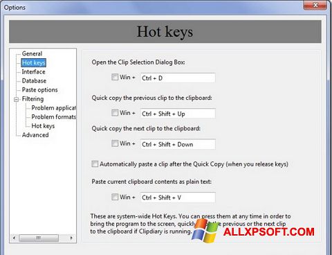Skärmdump Clipdiary för Windows XP