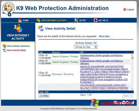 Skärmdump K9 Web Protection för Windows XP