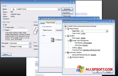 Skärmdump CutePDF Writer för Windows XP