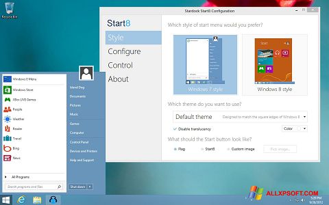 Skärmdump Start8 för Windows XP