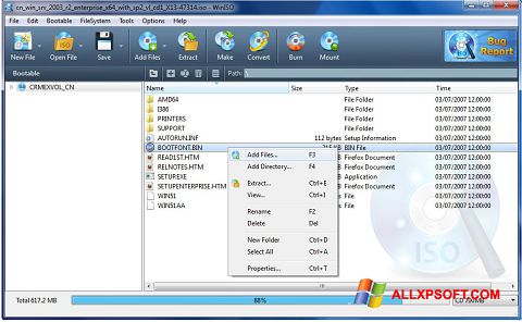 Skärmdump WinISO för Windows XP