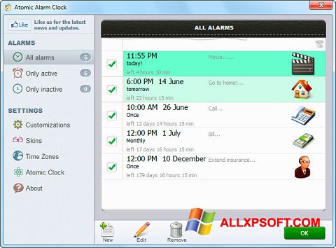 Skärmdump Atomic Alarm Clock för Windows XP