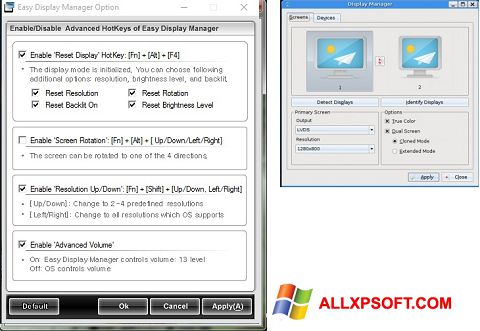 Skärmdump Easy Display Manager för Windows XP