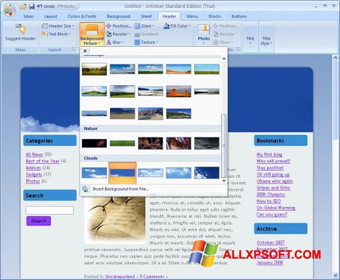 Skärmdump Artisteer för Windows XP