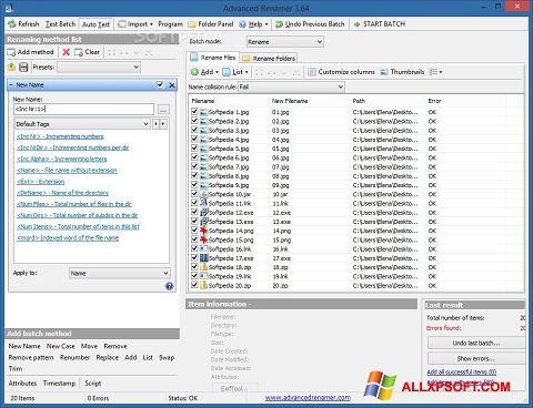 Skärmdump ReNamer för Windows XP