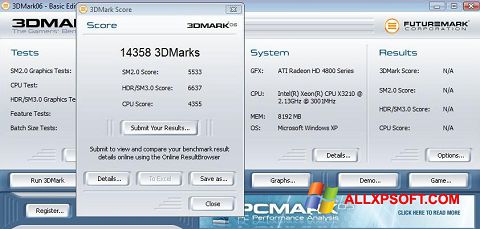 Skärmdump 3DMark06 för Windows XP
