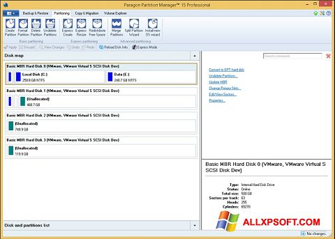 Skärmdump Paragon Partition Manager för Windows XP