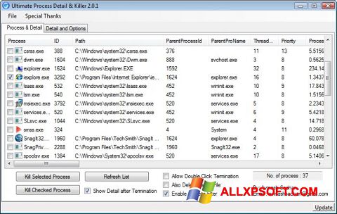 Skärmdump Process Killer för Windows XP