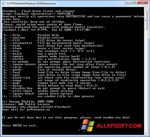 Skärmdump Flashnul för Windows XP