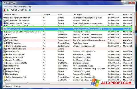 Skärmdump ShellExView för Windows XP