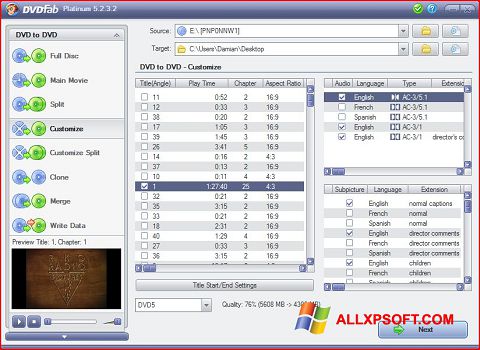 Skärmdump DVDFab för Windows XP