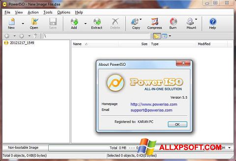 Skärmdump PowerISO för Windows XP