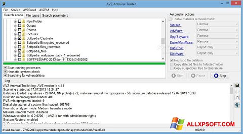 Skärmdump AVZ för Windows XP