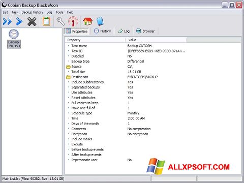 Skärmdump Cobian Backup för Windows XP