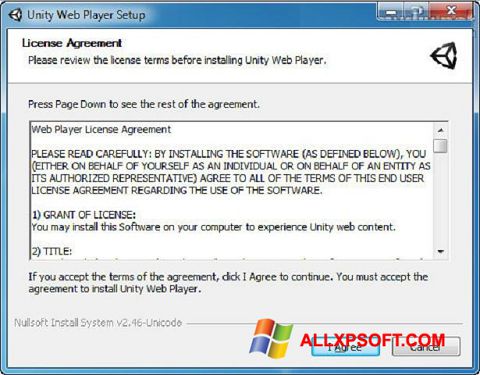 Skärmdump Unity Web Player för Windows XP