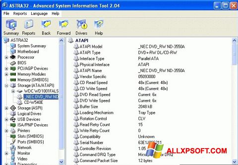Skärmdump ASTRA32 för Windows XP