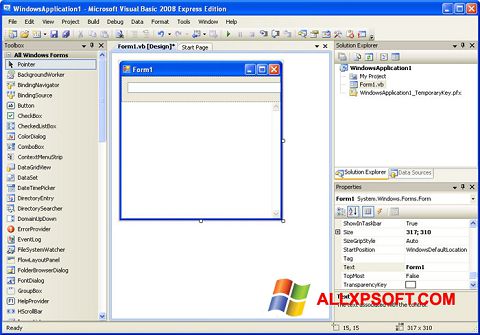 Skärmdump Microsoft Visual Basic för Windows XP