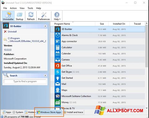 Skärmdump Uninstall Tool för Windows XP