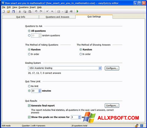 Skärmdump easyQuizzy för Windows XP