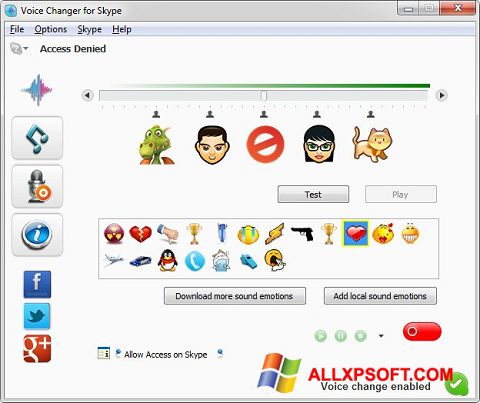Skärmdump Skype Voice Changer för Windows XP
