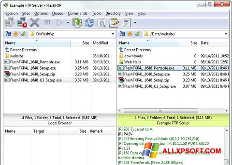 Skärmdump FlashFXP för Windows XP