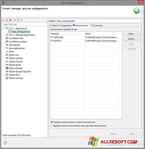 Skärmdump Eclipse för Windows XP