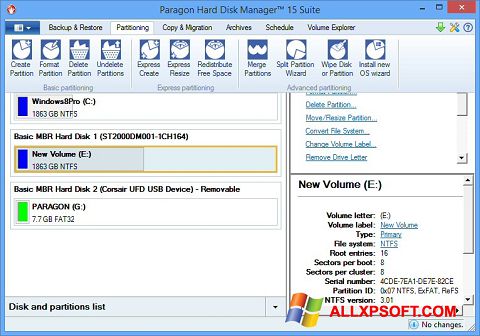 Skärmdump Paragon Hard Disk Manager för Windows XP