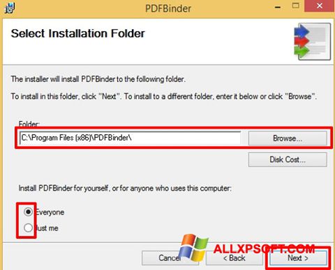 Skärmdump PDFBinder för Windows XP
