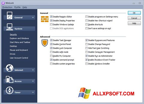 Skärmdump WinLock för Windows XP