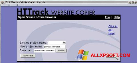 Skärmdump HTTrack Website Copier för Windows XP
