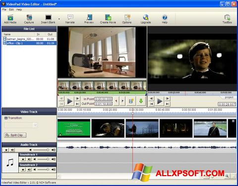 Skärmdump VideoPad Video Editor för Windows XP
