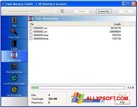 Skärmdump Flash Memory Toolkit för Windows XP