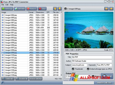 Skärmdump JPG to PDF Converter för Windows XP