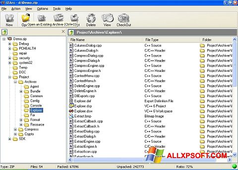Skärmdump IZArc för Windows XP
