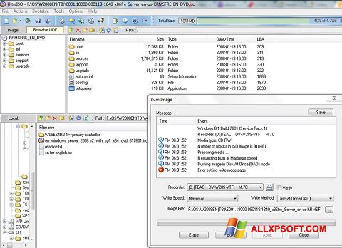 Skärmdump UltraISO för Windows XP