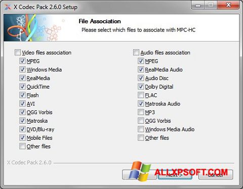 Skärmdump X Codec Pack för Windows XP
