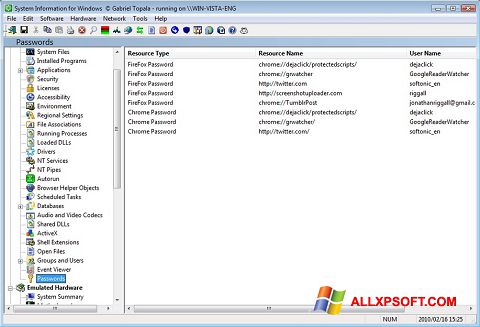 Skärmdump SIW för Windows XP