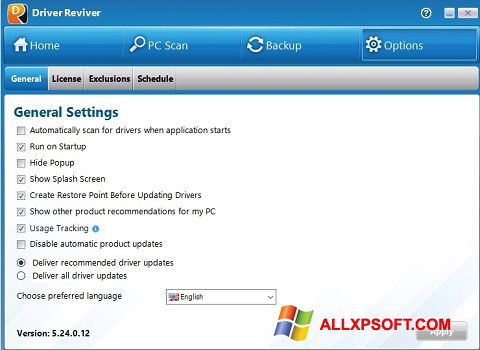 Skärmdump Driver Reviver för Windows XP