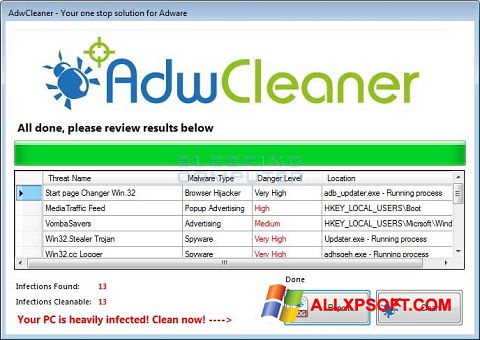 Skärmdump AdwCleaner för Windows XP
