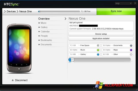 Skärmdump HTC Sync för Windows XP