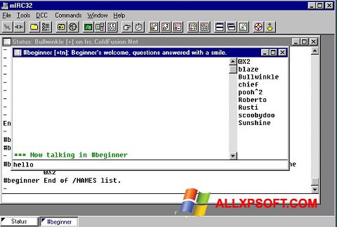 Skärmdump mIRC för Windows XP