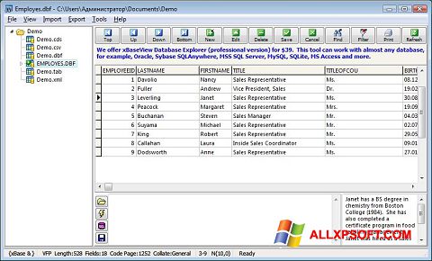 Skärmdump DBF Viewer för Windows XP