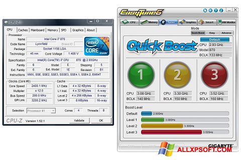 Skärmdump EasyTune för Windows XP