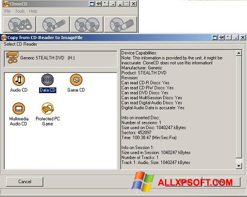 Skärmdump CloneCD för Windows XP