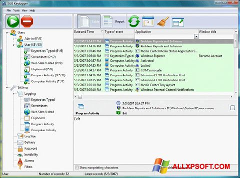 Skärmdump Keylogger för Windows XP